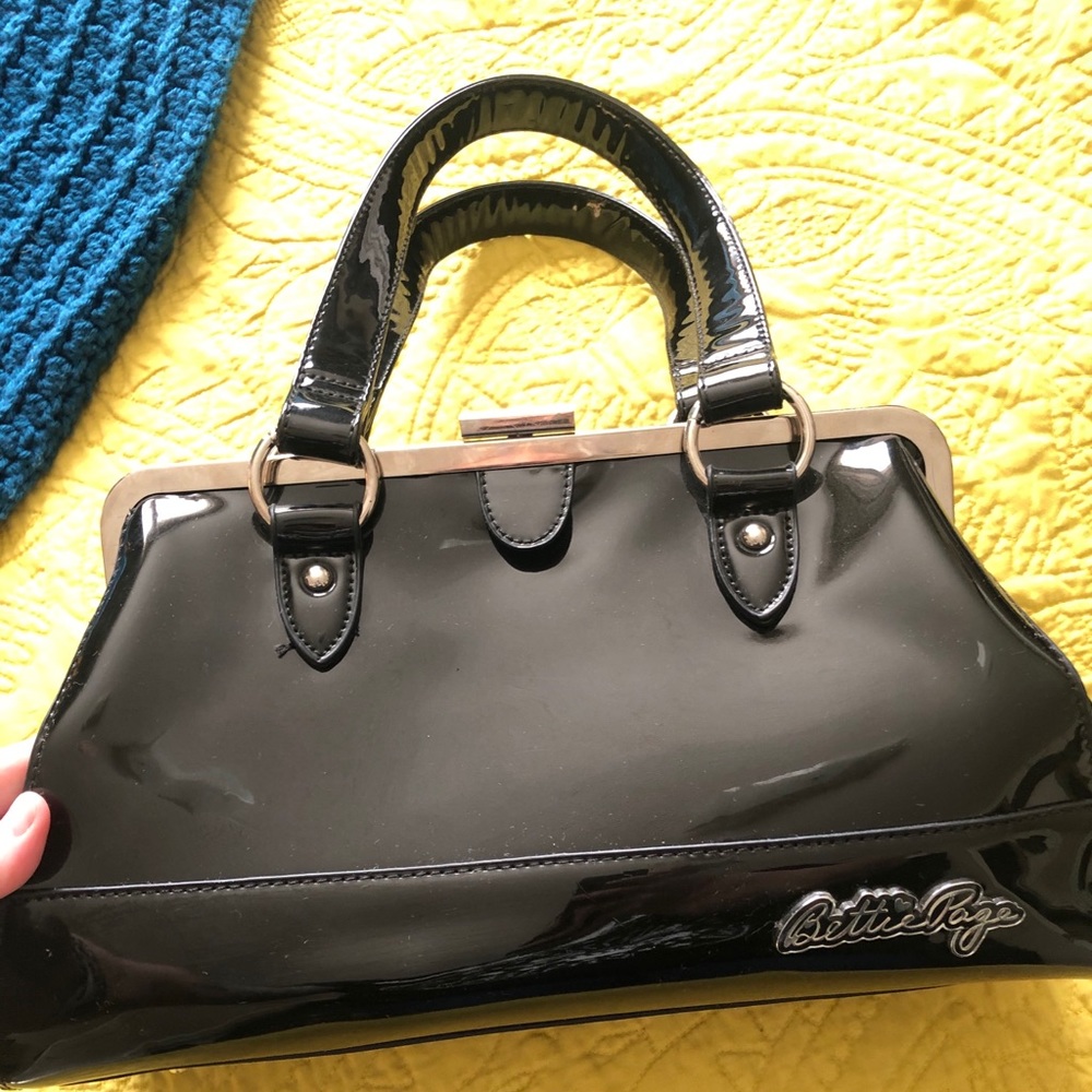 Black patent Bettie Page purse
